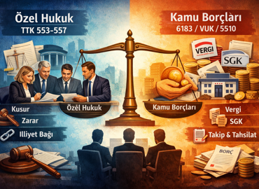 Yönetim Kurulu Üyelerinin Sorumluluğu: TTK 553–557 ve Kamu Borçlarında (6183/VUK/5510) Ayrım